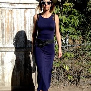 Navy Blue & Black Lace Maxi Dress